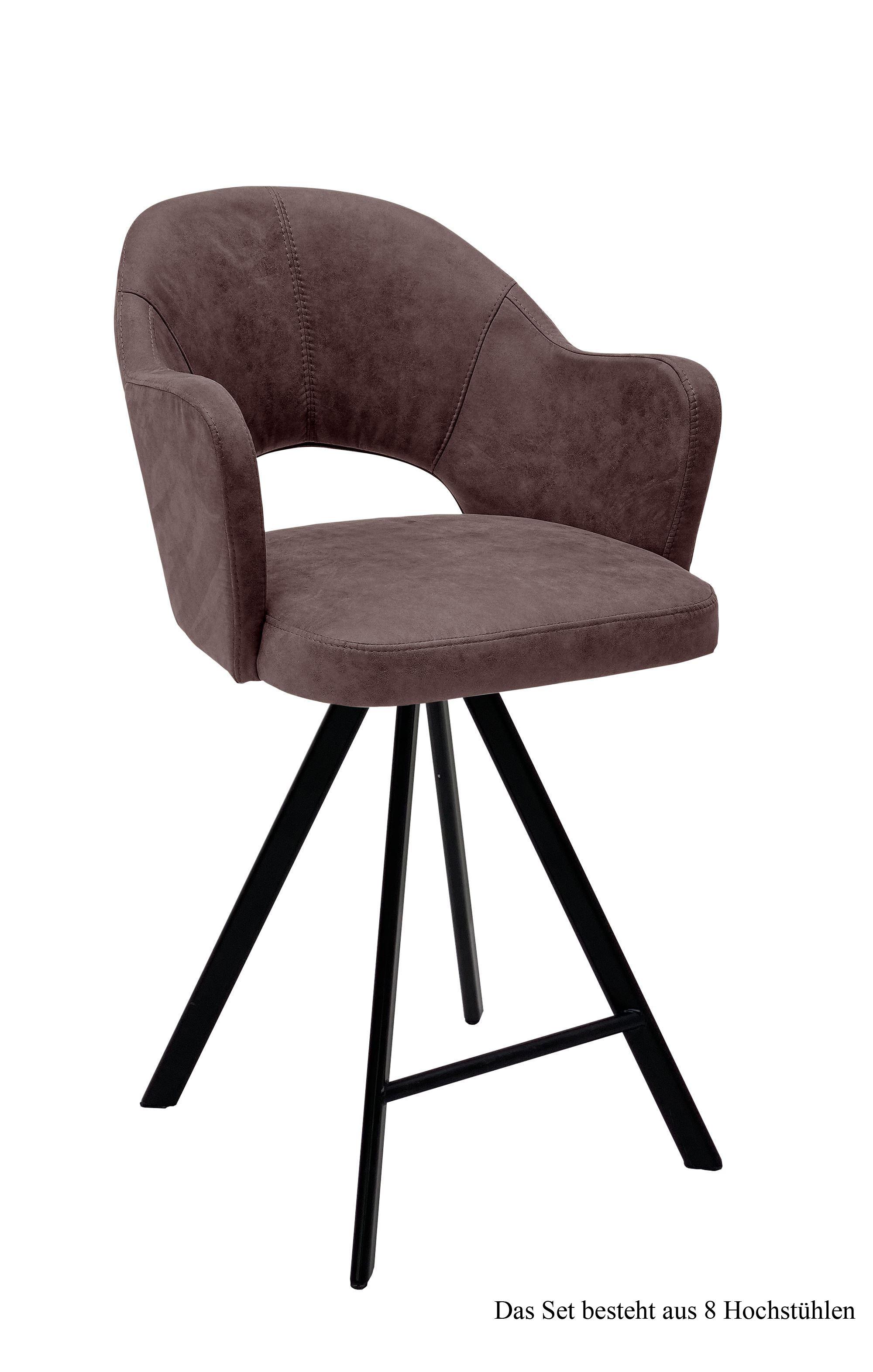 THEKENSTUHL drehbar (8er-Set) Diandra 59x104x61 Schwarz/Braun - Schwarz/Braun, Kunststoff (61/104/59cm) - 58aufmkessel