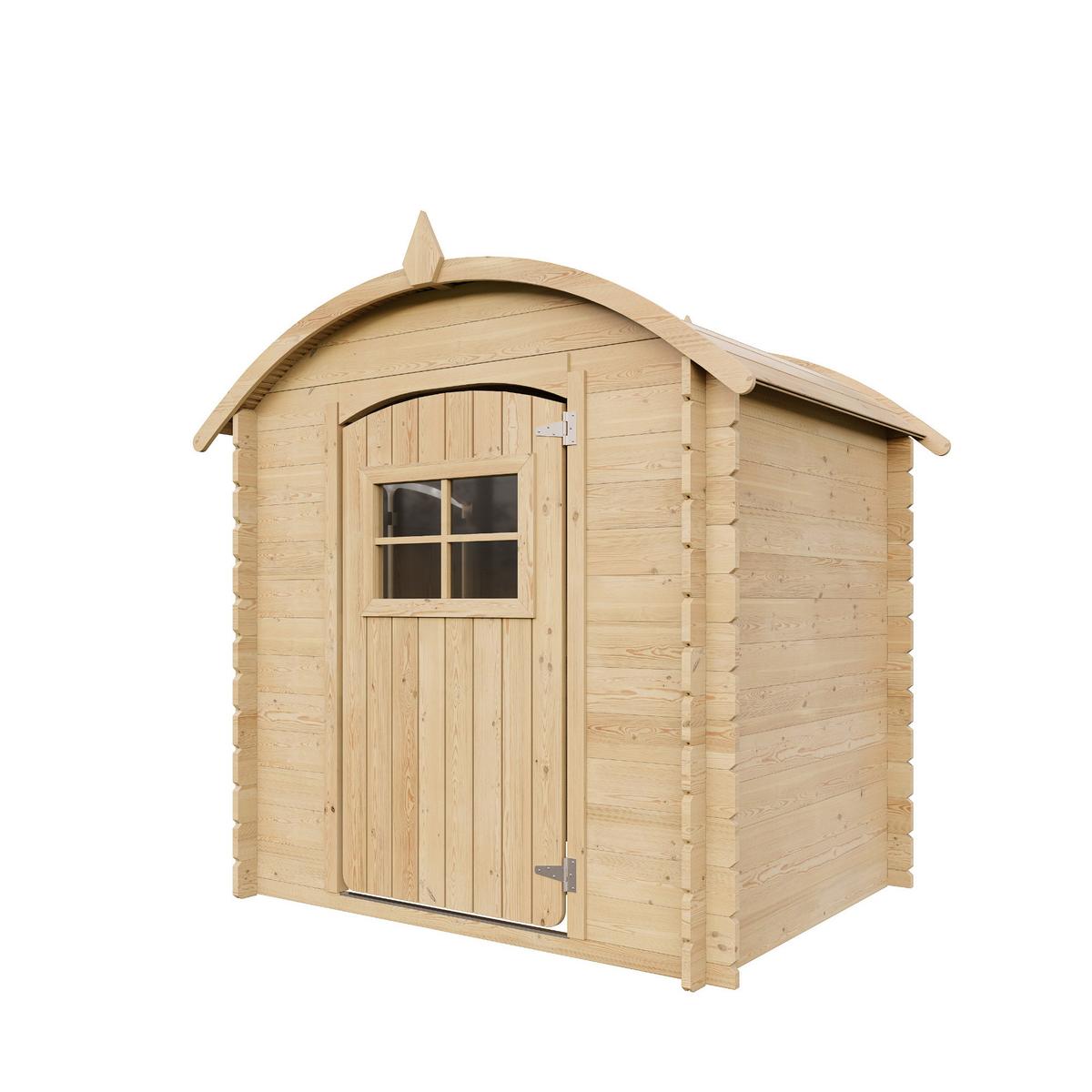 KINDERSPIELHAUS aus Holz MIT BÖDEN - B112xL146xH145 cm/1,1m2 - M505 - Beige, Holz (146/145/112cm) - Timbela