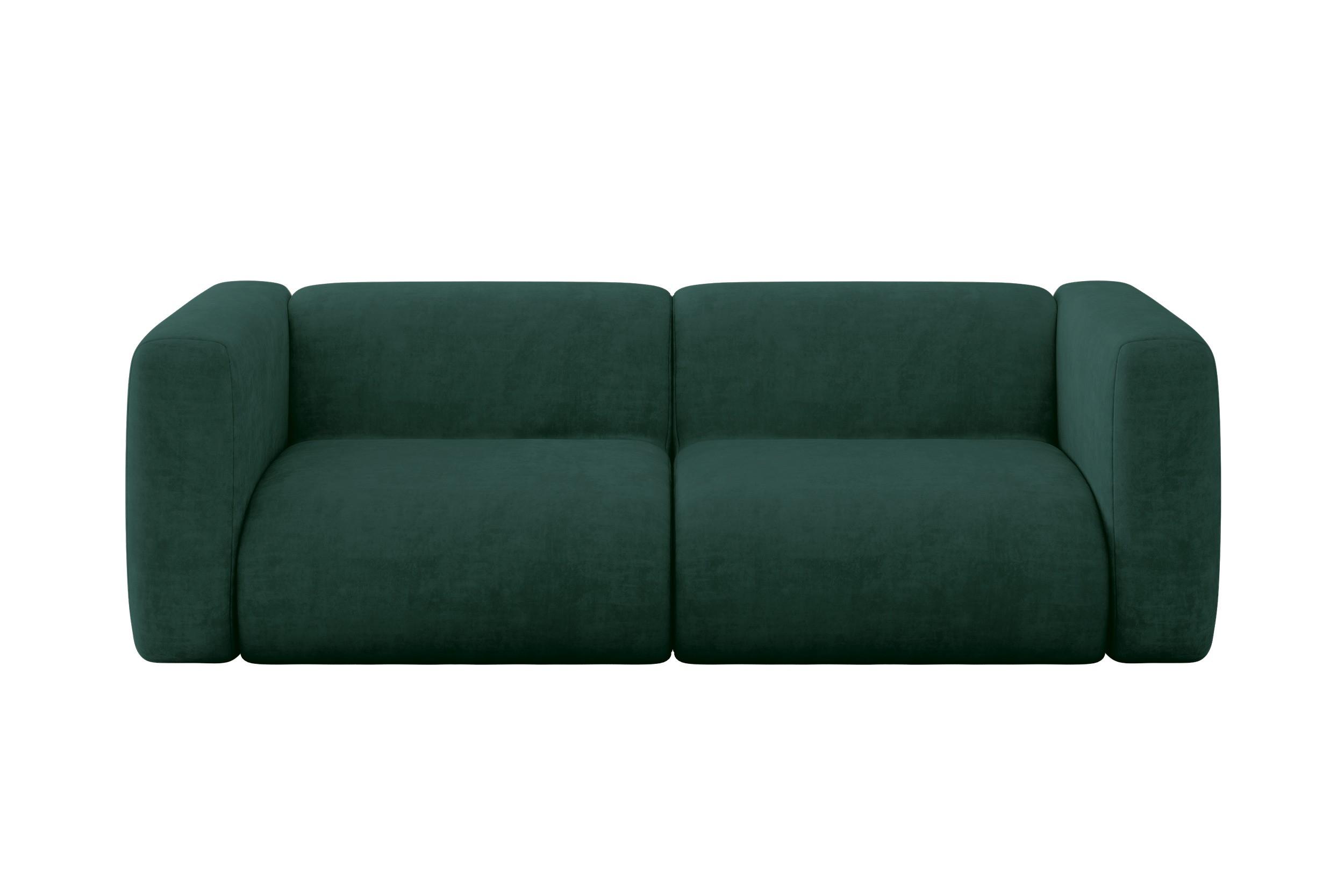 MODULARES Sofa 2-SITZER MIRA-S1 228x89x70 Grün cm Velours - Dunkelgrün/Schwarz, Holzwerkstoff/Kunststoff (228/70/89cm) - ALTDECOR