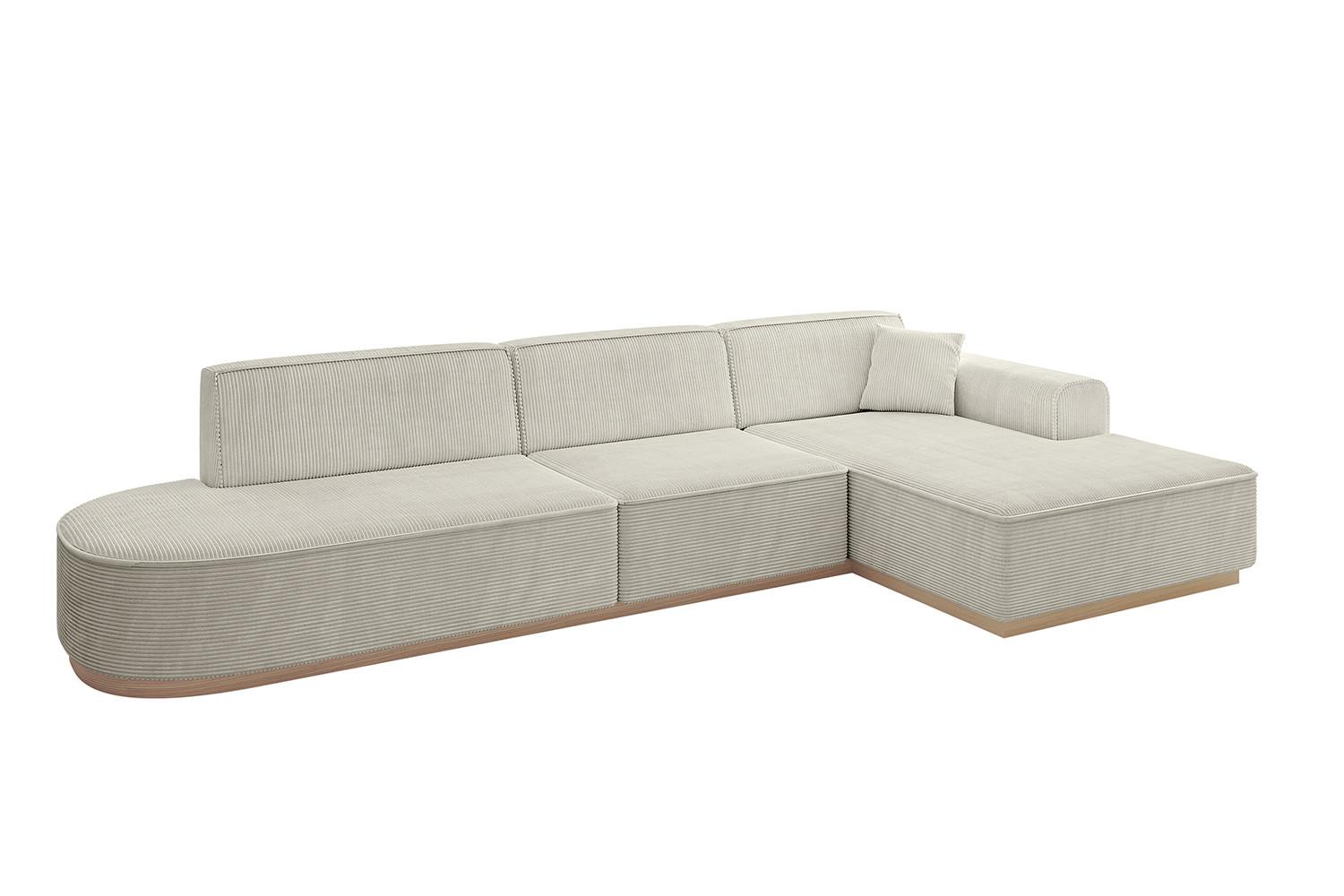 ECKSOFA Ottomane Rechts IREA-L2 - 327x165x80 cm Creme - Ecru/Creme, Holzwerkstoff/Textil (327/165cm) - ALTDECOR