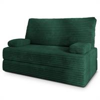 BETTSOFA LADIA aus Schaumstoff Kordstoff Grün Schlaffunktion - Grün, Textil (140/86/60cm) - MASSENO