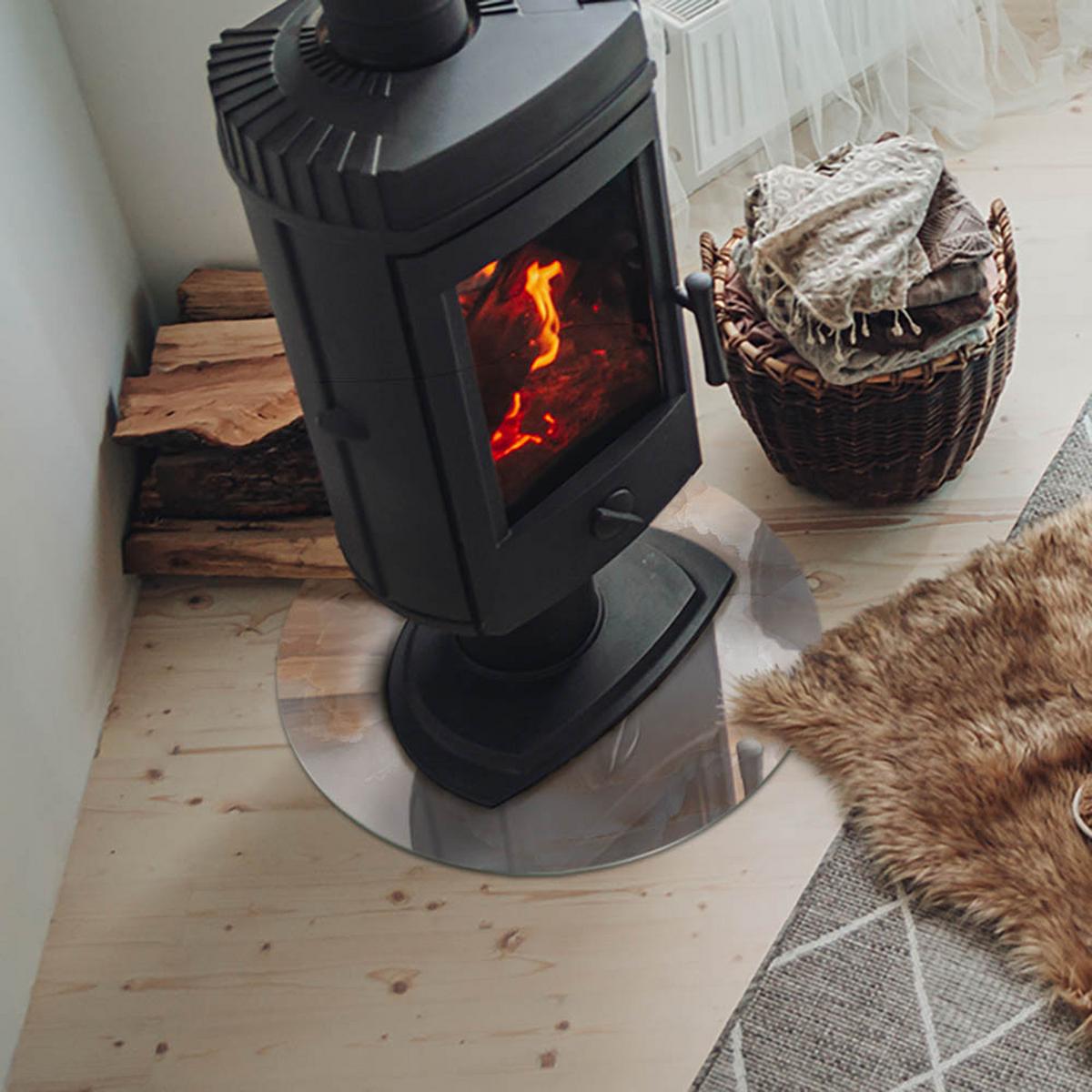 GLASPLATTE für Kamin Ø 50 cm - Beige, Glas (50/50/0.4cm) - TULUP