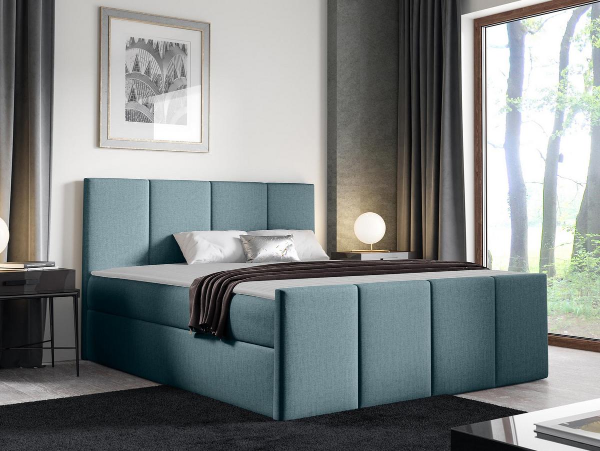 BOXBETT Lars - H3 - Blaugrau, Holz (160/200cm) - MIRJAN24