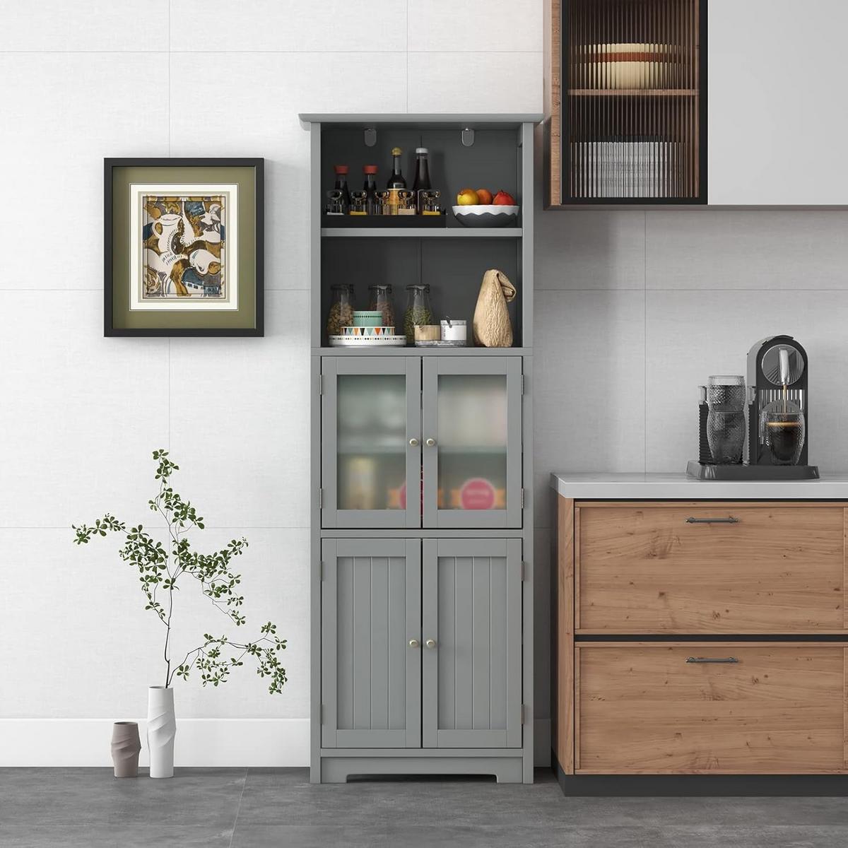 BADSCHRANK Grau - Grau, Holz (60/163/30cm) - COSTWAY