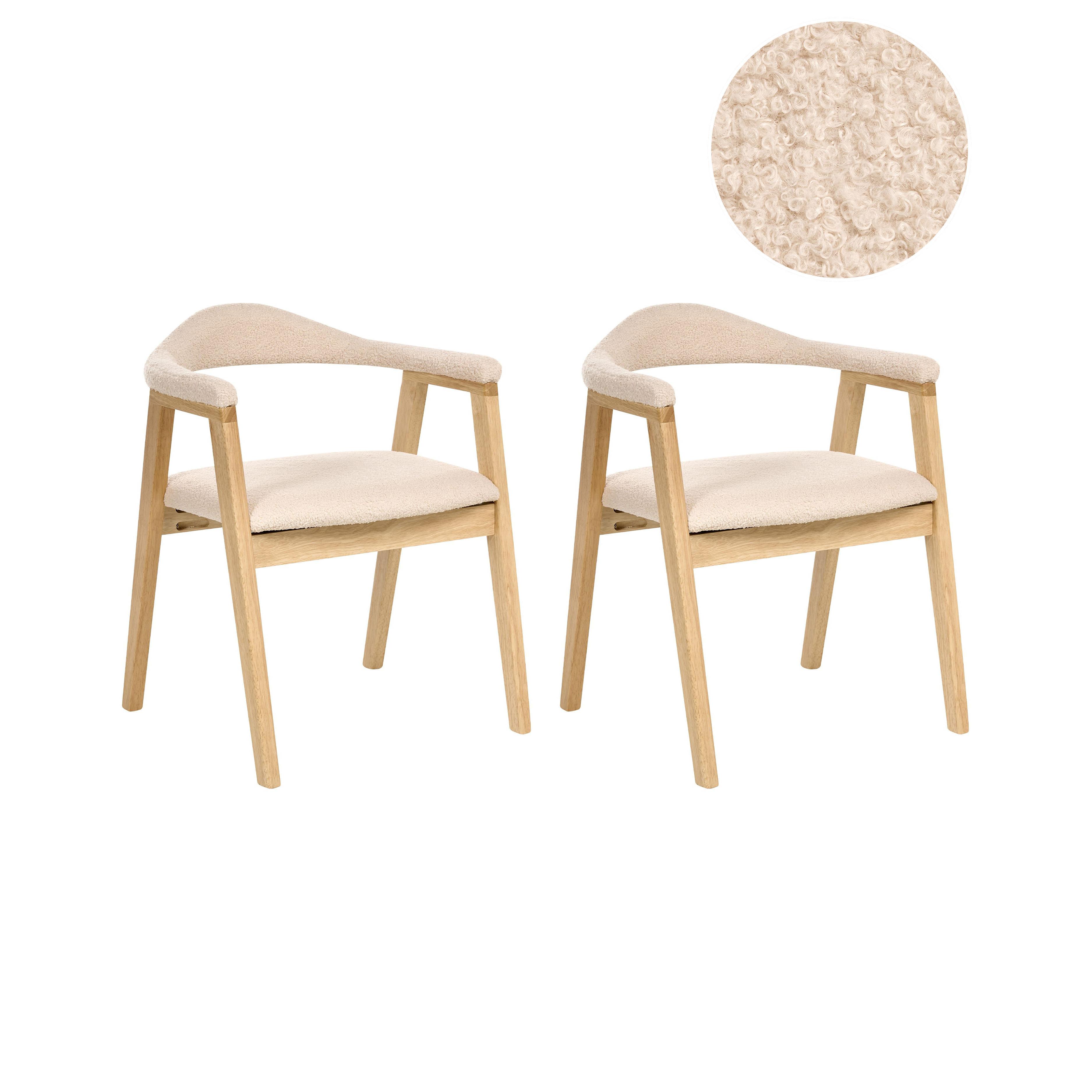 ESSZIMMERSTUHL 2er Set Holz Hellbraun Oneco - Hellbraun/Beige, Holz (56/72/62cm) - Beliani