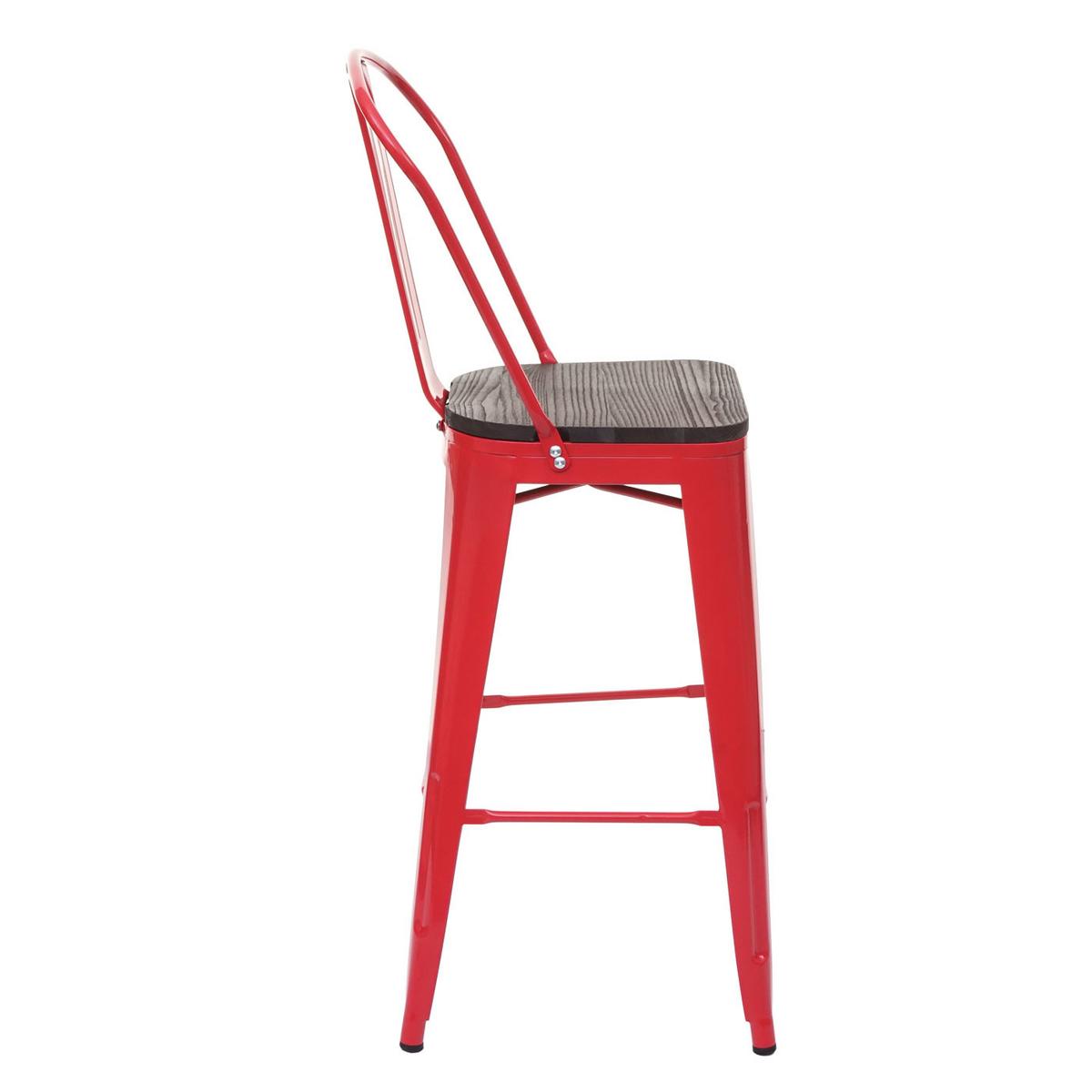 BARHOCKER INKL. HOLZ-SITZFLÄCHE Rot - Rot, Holz (50/117/45cm) - MCW