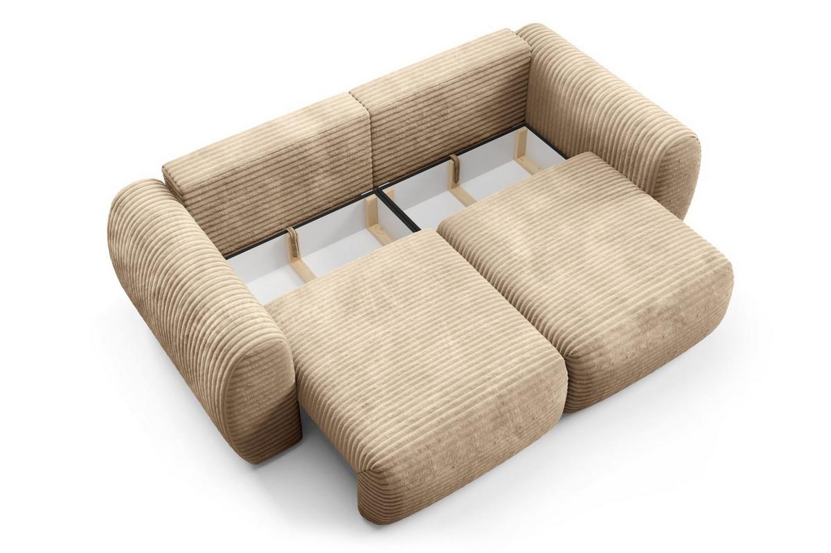 SCHLAFSOFA Simone - Sandfarben, Holzwerkstoff/Textil (266/95/110cm) - Fun Möbel