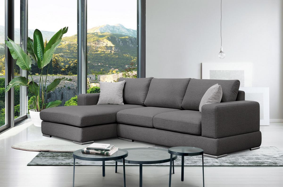 ECKSOFA OTTO 4-Sitzer, dunkelgrau - Dunkelgrau, Holzwerkstoff/Textil (159/279cm) - Wozimo