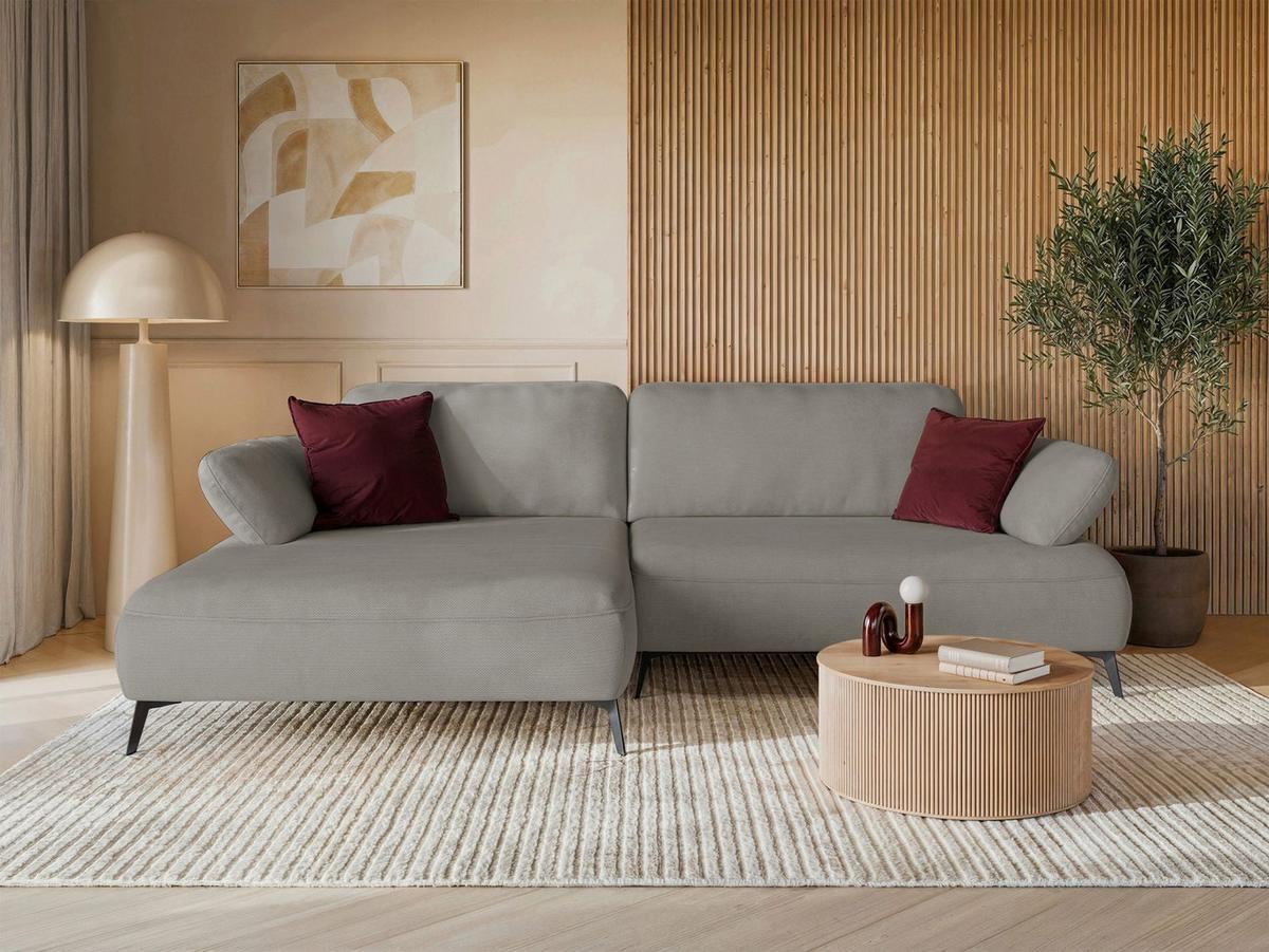 ECKSOFA Avolla Graubeige links - Taupe/Schwarz, Textil/Metall (284/186cm) - Selsey