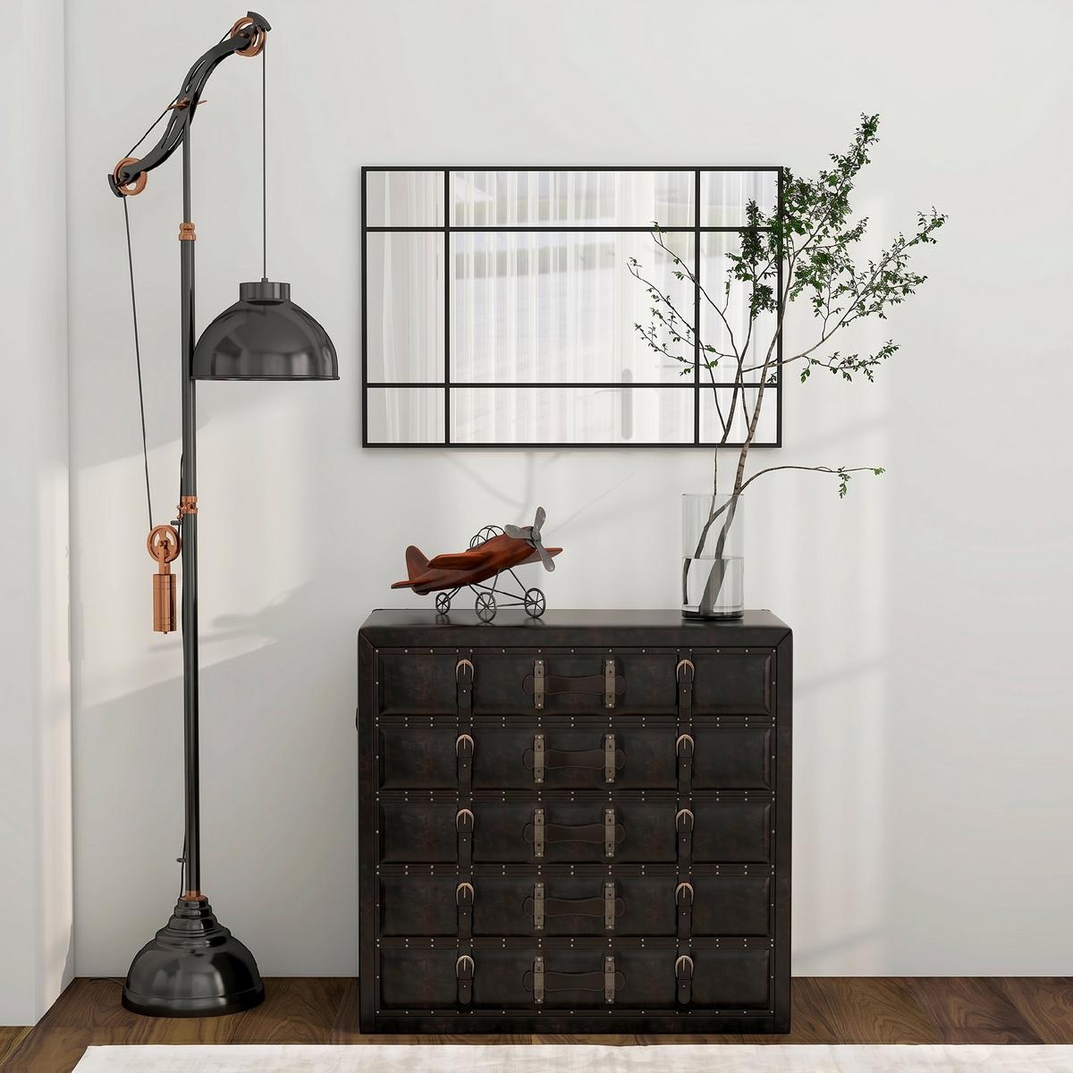 WANDSPIEGEL Glas Metall Schwarz - Schwarz, Metall (2/60/90cm) - HOMCOM