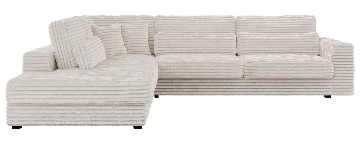 ECKSOFA Savona Beige breiter Cord - links - Beige/Schwarz, Kunststoff/Textil (316/249cm) - MKS