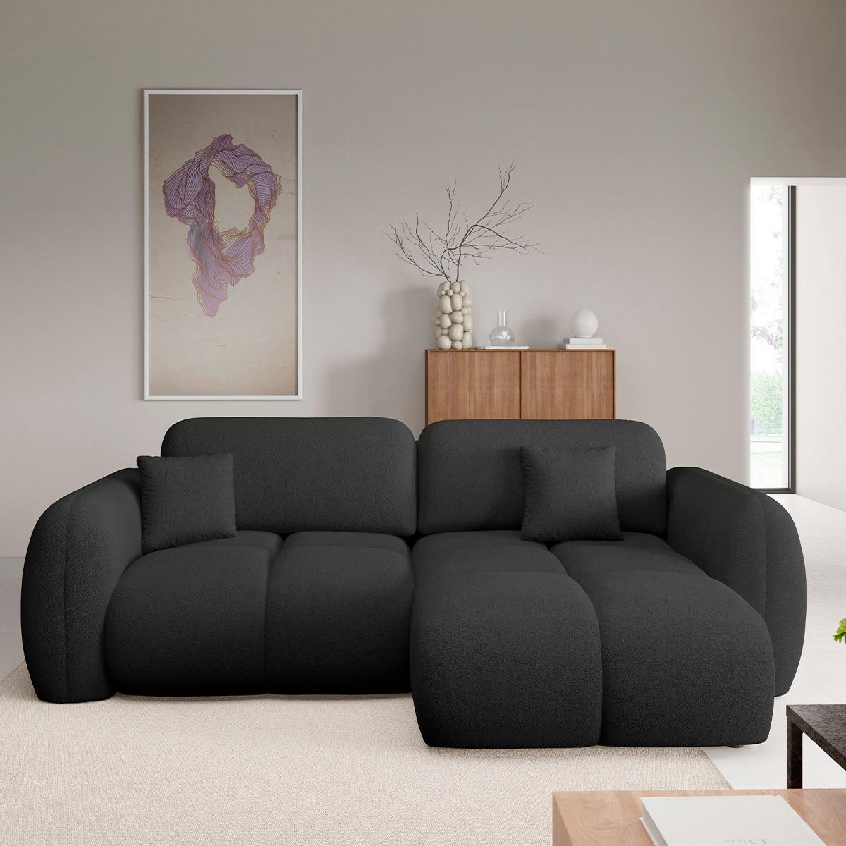 ECKSOFA Livio 3 Sitzplätze Schwarz - Schwarz, Holz (270/165cm) - Petits-meubles