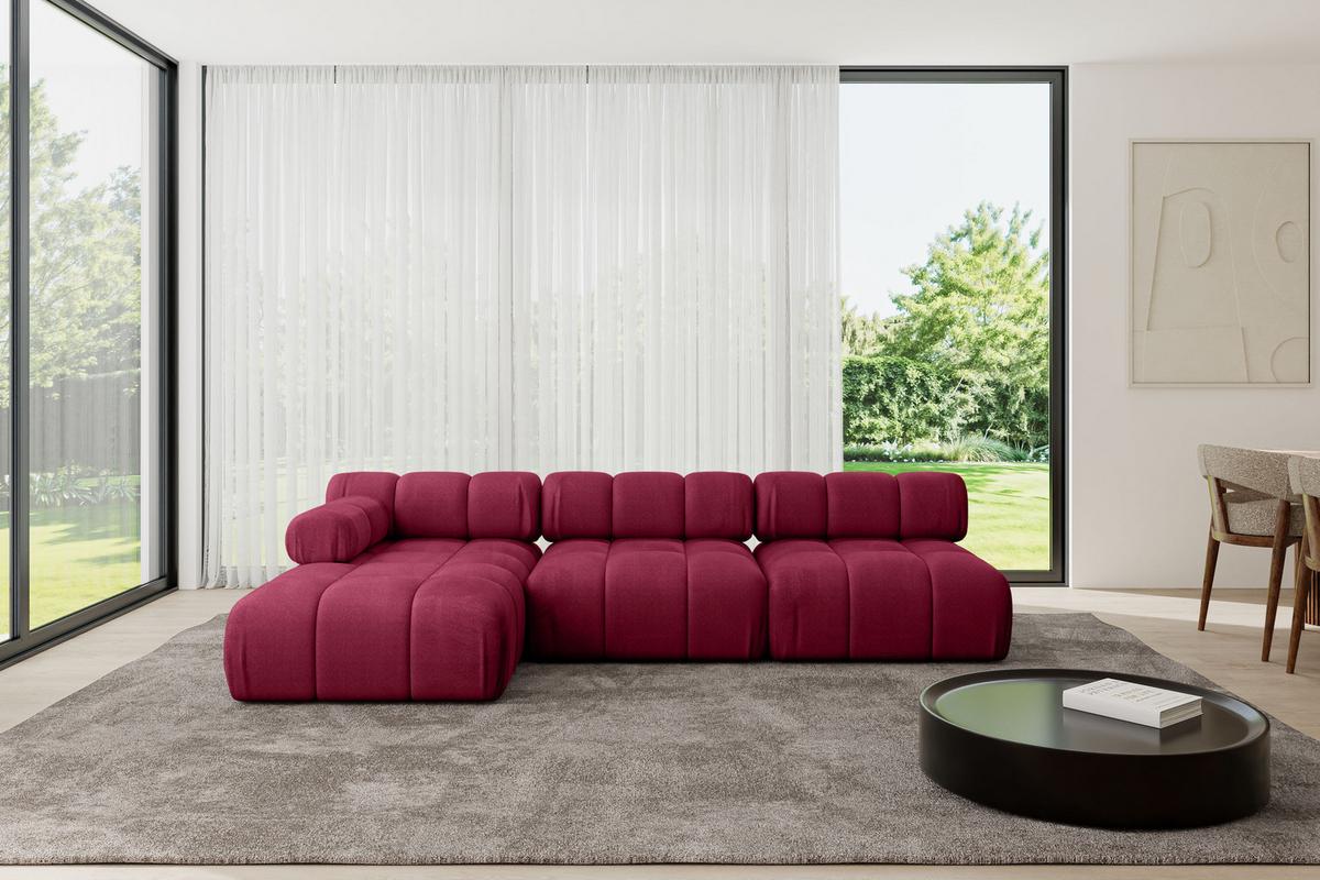 ECKSOFA modulares Sofa Razon-L2 - 285x160x70 cm Bordeauxrot Velours - Bordeaux, Holzwerkstoff/Textil (285/160cm) - ALTDECOR