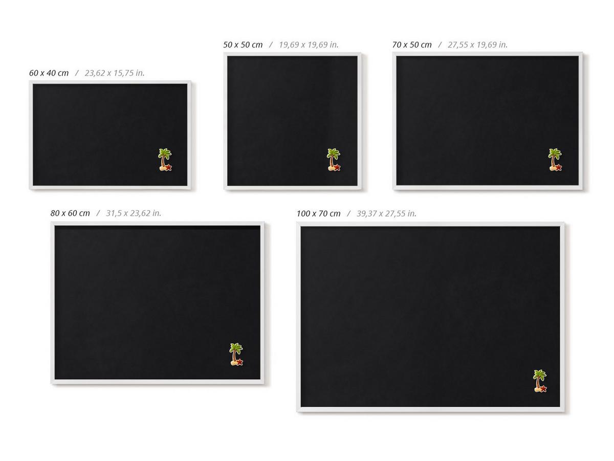 MAGNETTAFEL 70x50 cm Weißer Rahmen Farbe Schwarz - Schwarz Hochglanz, Metall (70/50/0.4cm) - TULUP