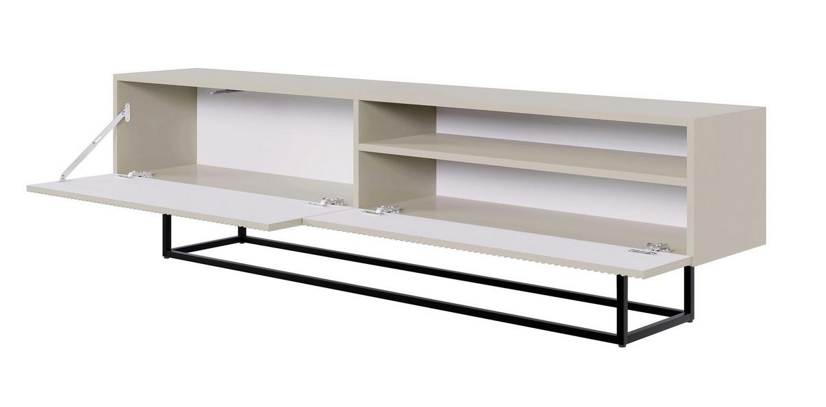TV-SCHRANK Veldio Graubeige mit offenem Fach und schwarzen Beinen 175 cm - Taupe/Greige, Holzwerkstoff/Metall (175/46.5/31.6cm) - Selsey