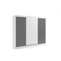 KLEIDERSCHRANK VILAN mit Lamel/LED - 250 cm - Weiß|Schwarz - Schwarz/Weiß, Holzwerkstoff (250/215/61cm) - ALTDECOR