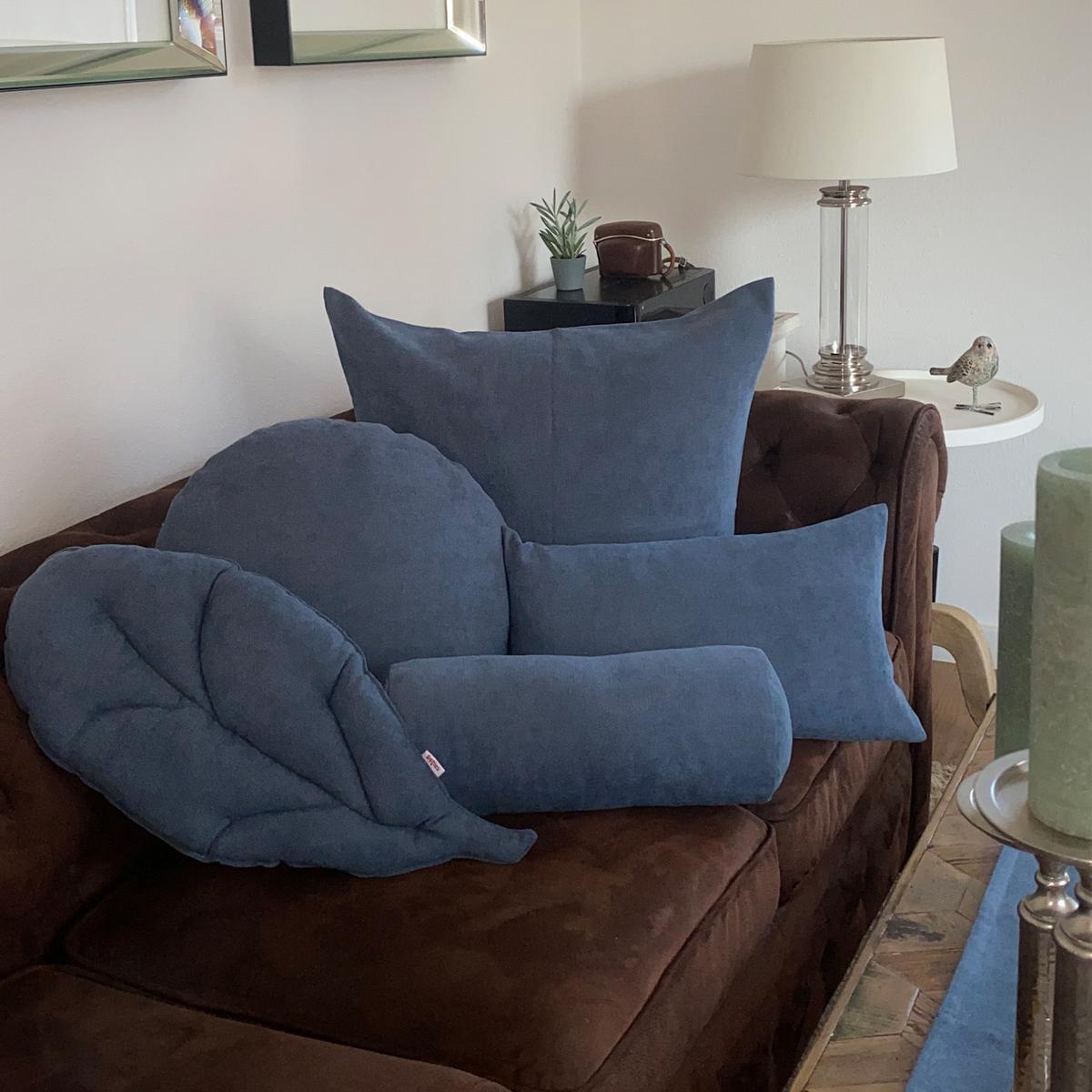 KISSENHÜLLE FarbTon Chenille-Haptik nordlicht-blau 50/50 cm - Blau, Textil (50/50cm) - beties Heimtextil