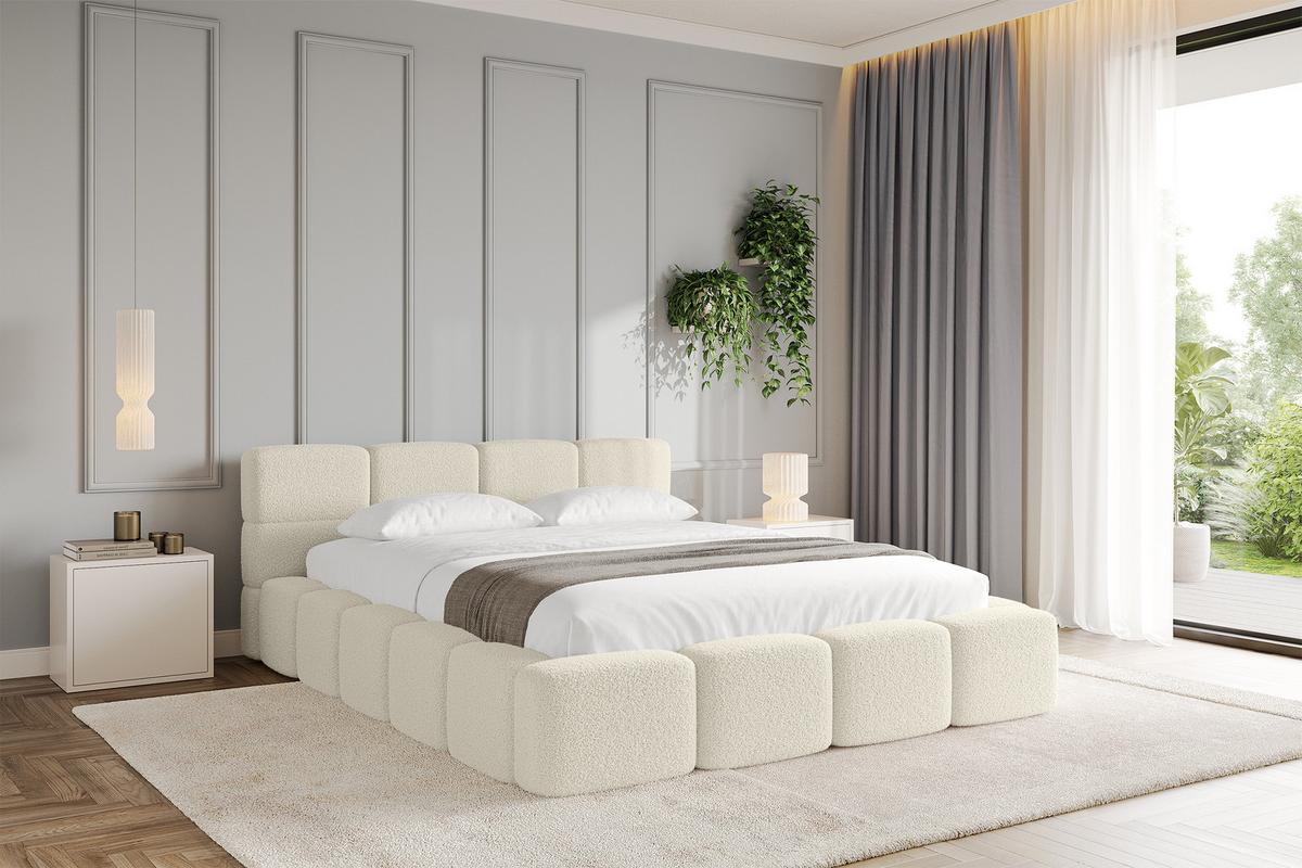 POLSTERBETT mit Bettkasten und Lattenrost, Bett mit Matratze H3/H4, Kopfteil, Boxbett, Doppelbett mit Stauraum - NATA-v1 160x200 Beige - Beige, Holzwerkstoff/Textil (160/200cm) - ALTDECOR