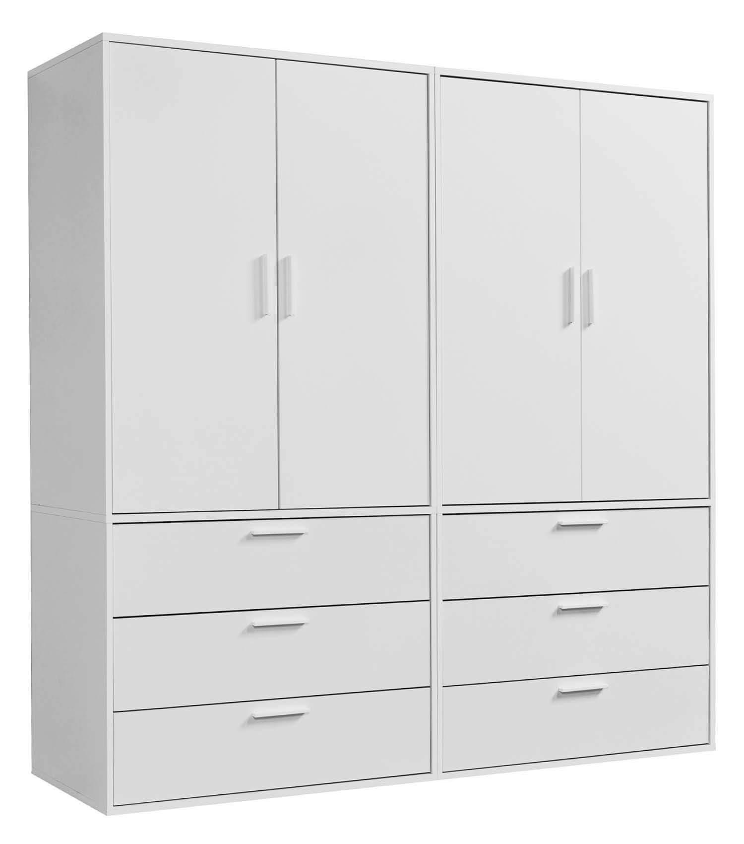 KLEIDERSCHRANK Grid deckenhoch - Weiß, Holzwerkstoff (180/234/58cm) - Mokebo
