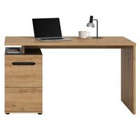 SCHREIBTISCH Eiche Artisan, Grau 138 cm, Container mit Soft-Close - Schwarz/Eiche Artisan, Holzwerkstoff/Kunststoff (60/138/75cm) - Inn.Furn