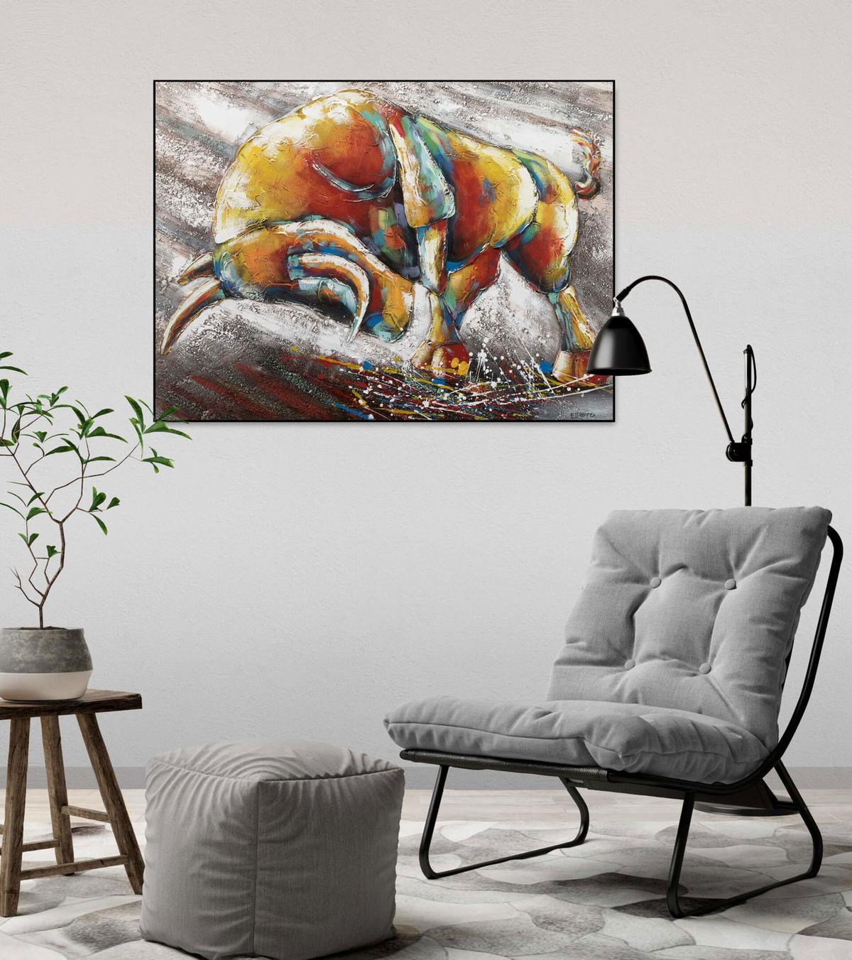 ACRYLBILD HANDGEMALT 100/75 cm - Taupe, Holz/Textil (100/75cm) - KUNSTLOFT