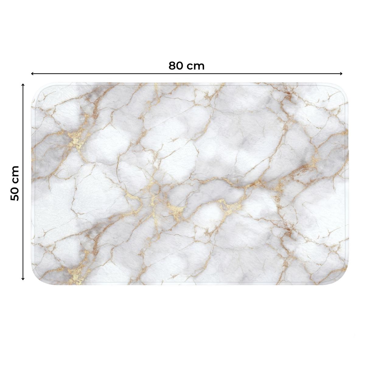 WC-VORLEGER Weiß - Gold - Marmor - Grau Toilettenteppich 80x50 cm - Weiß, Textil (80/1cm) - OnlyWow