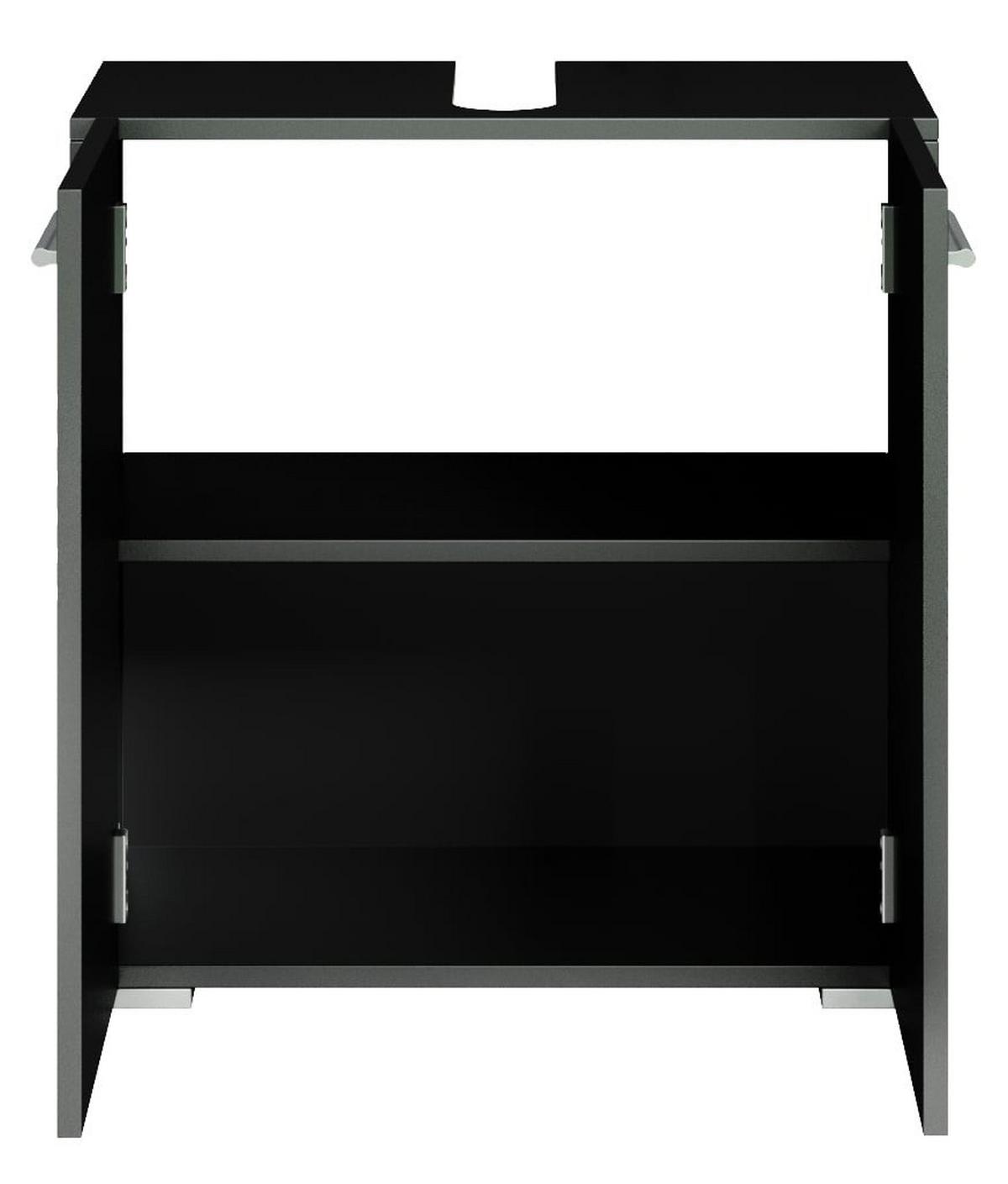 WASCHBECKENUNTERSCHRANK Jupiter 2 Türen Schwarz - 60 x 30 x 60 cm - Schwarz, Holz (60/60/30cm) - Badplaats