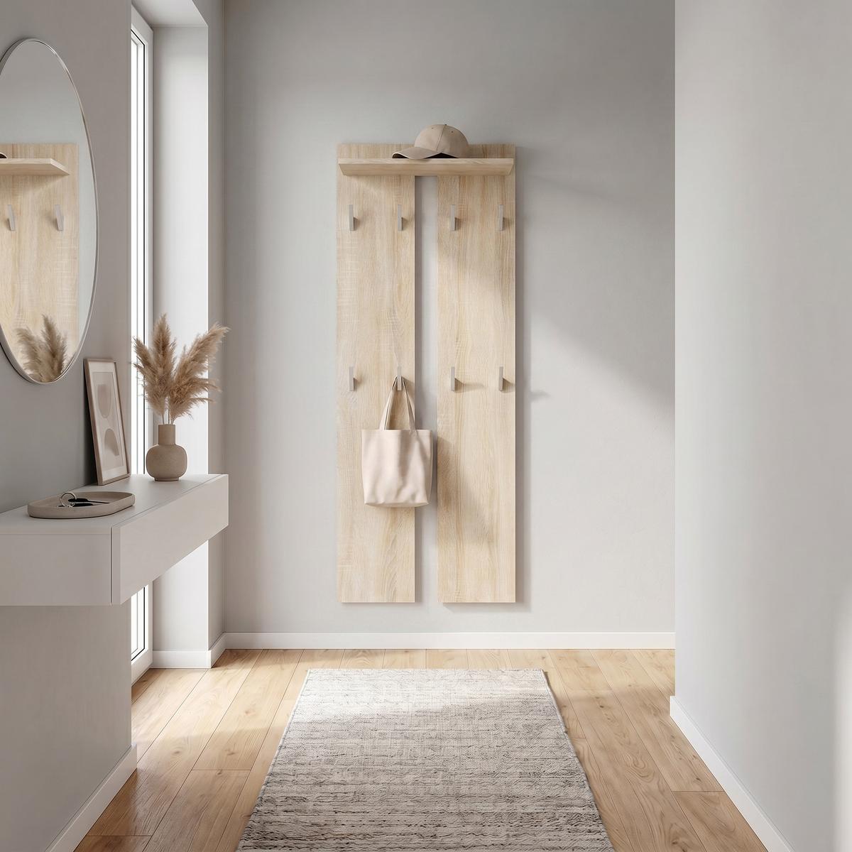 GARDEROBENPANEEL Wandpaneel Eiche sägerau - Eiche San Remo, Holzwerkstoff (57/170/20cm) - Vladon