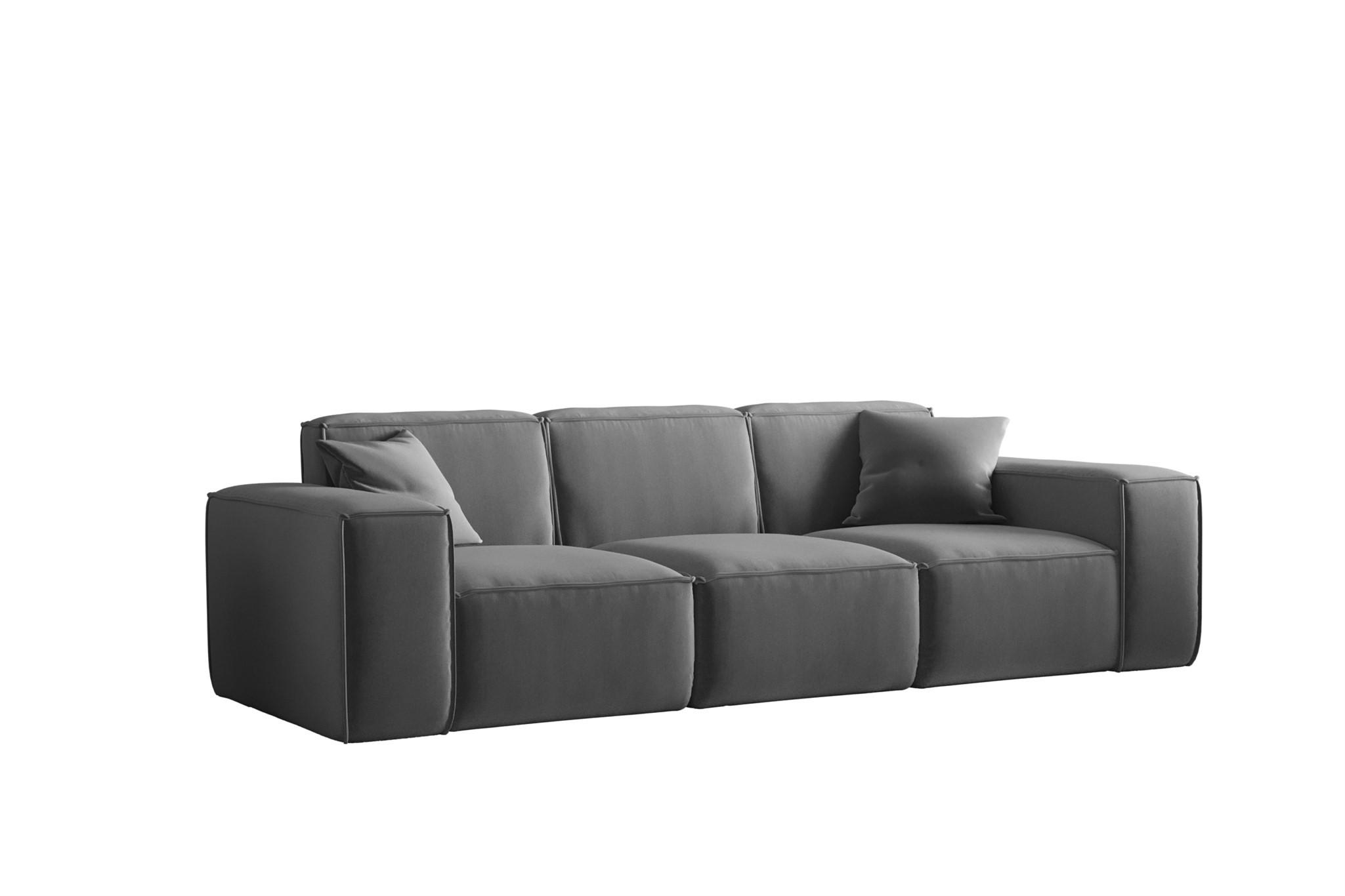 SOFA Celes Premium 3-sitzer Opera Velvet - Dunkelgrau, Holzwerkstoff/Textil (225/73/88cm) - Fun Möbel