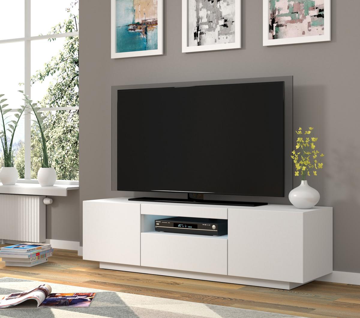 TV LOWBOARD Weiß 150/42/37 - Weiß, Holzwerkstoff (150/42/37cm) - RAUMHIRSCH FURNITURE