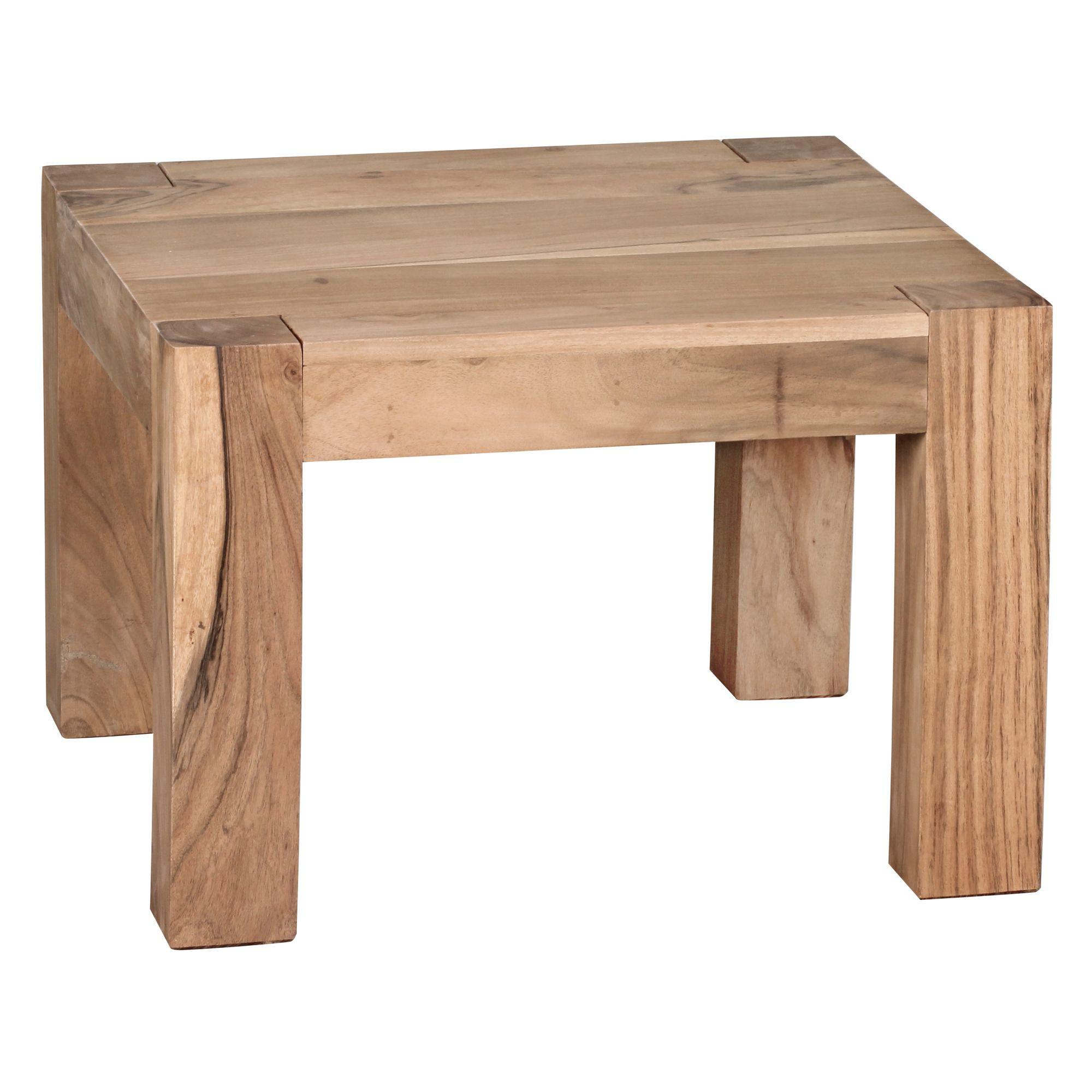 COUCHTISCH MUMBAI aus Massivholz im Landhaus-Stil mit natürlichem Design, Akazie 60x60x40 cm - Akaziefarben, Holz (60/60/40cm) - KADIMA DESIGN