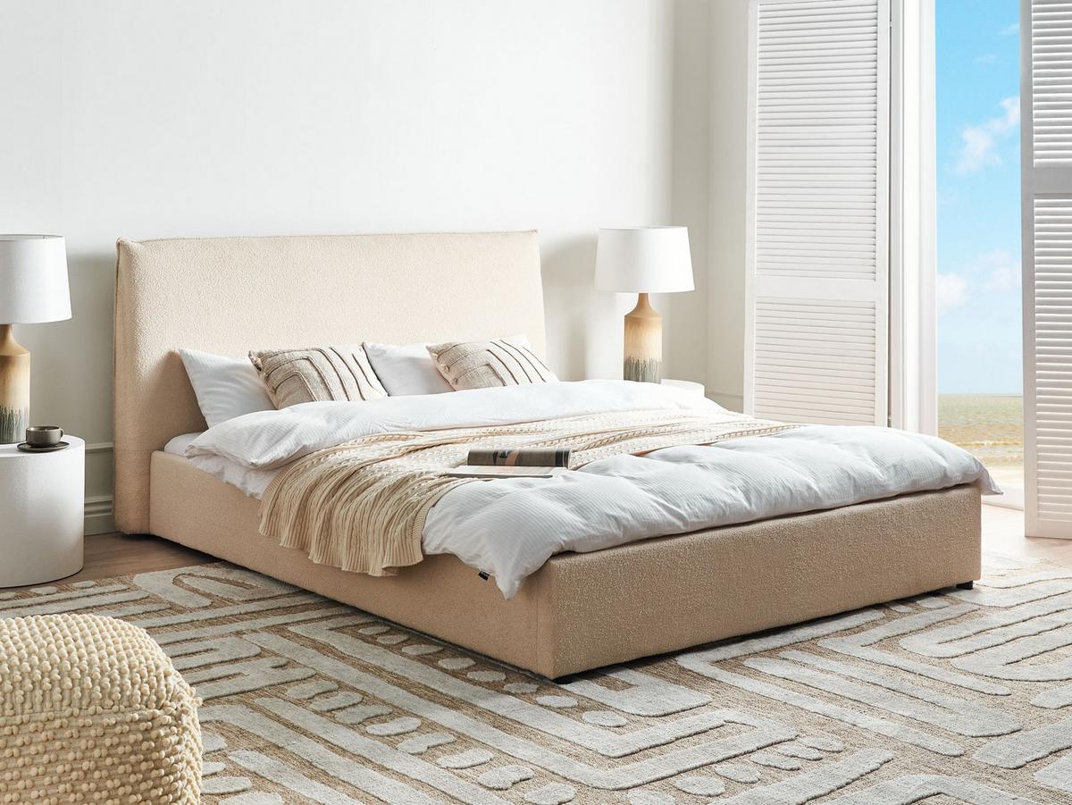 BETT mit Lattenrost 160/200 cm Beige Lavaur - Beige, Textil (160/200cm) - Beliani