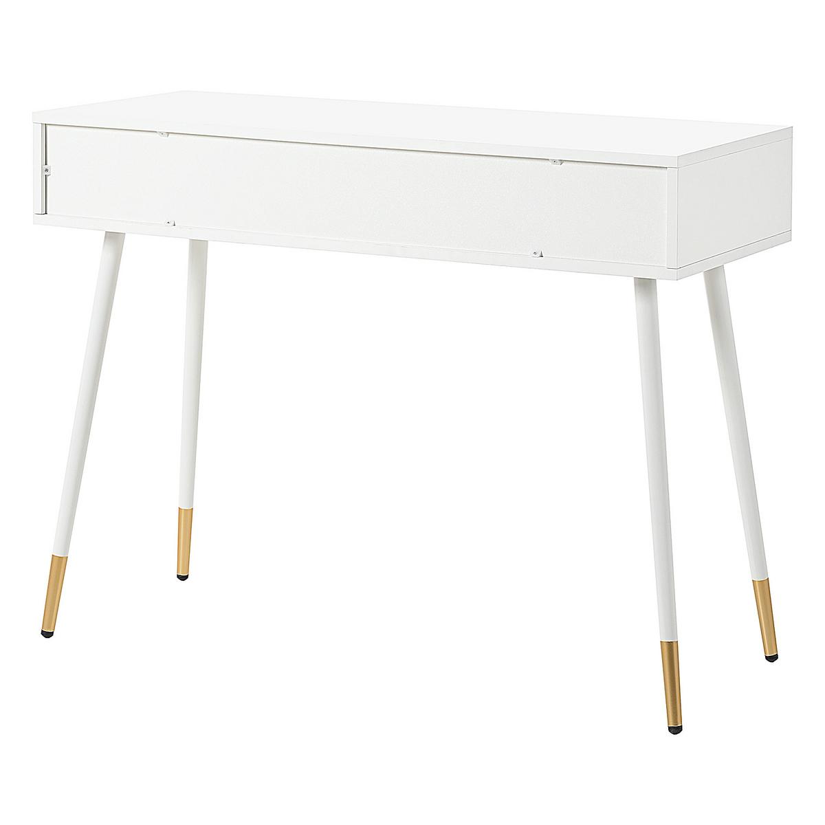 SCHMINKTISCH in Weiß mit goldenen Metallbeinen & 2 Schubladen - Weiß, Holzwerkstoff (100/76/40cm) - Urban Meuble