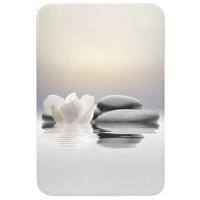 BADEMATTE Steine - Lotus - Weiß - Wasser - Zen 60x90 cm - Weiß, Textil (60/90cm) - OnlyWow