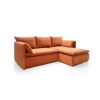 ECKSOFA PREGIO Orange Plüsch-Stoff mit Schlaffunktion - Orange, Holz (230/166cm) - MASSENO
