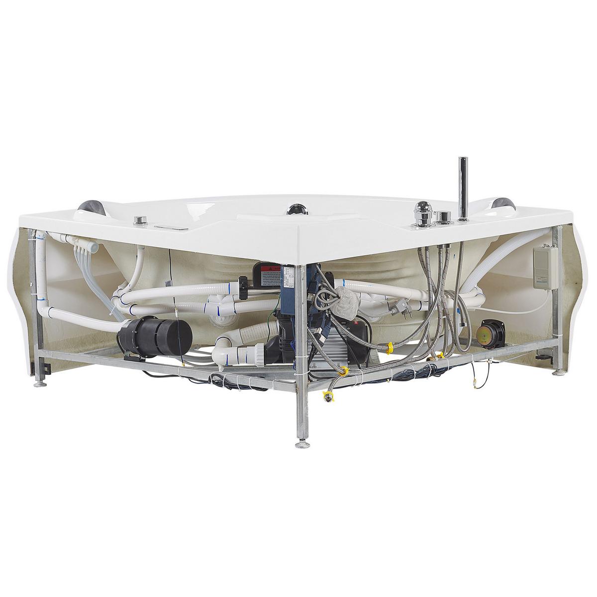 WHIRLPOOL-BADEWANNE mit LED 145x210x67 cm weiß Monaco V3 - Weiß, Kunststoff (145/67/210cm) - Beliani