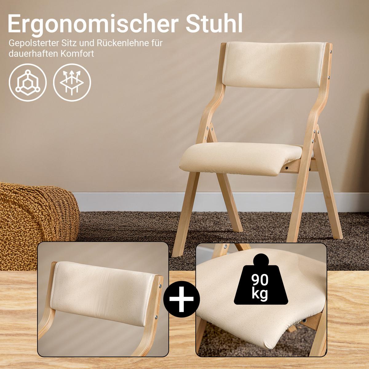 KLAPPSTÜHLEN 2 er set, Weiß 48x80x54cm - Weiß, Holz/Holzwerkstoff (54/80/48cm) - SoBuy