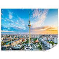 FOTOTAPETE für Wohnzimmer Fernsehturm Berlin Stadt Wolkenkratzer 150x105 - Beige/Orange, Papier (150/105cm) - Muralo