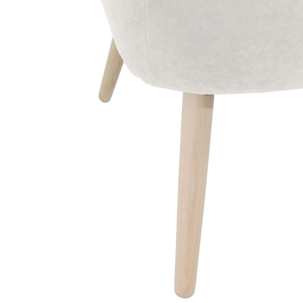 SESSEL Kathy Bezug Veloursstoff Buche natur / creme - Weiß, Kunststoff (70/86/69cm) - 58aufmkessel