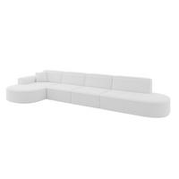 ECKSOFA Ottomane Links MARI-L3 - 413x171x79 cm Weiß Bouclé - Schwarz/Weiß, Holzwerkstoff/Kunststoff (165/406cm) - ALTDECOR