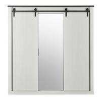 KLEIDERSCHRANK weiß Pinie, anthrazit Landhaus, Schiebetürenschrank 3-türig mit Spiegel 201 x 209 - Anthrazit/Weiß, Holzwerkstoff/Metall (201/209/63cm) - Furn.Design