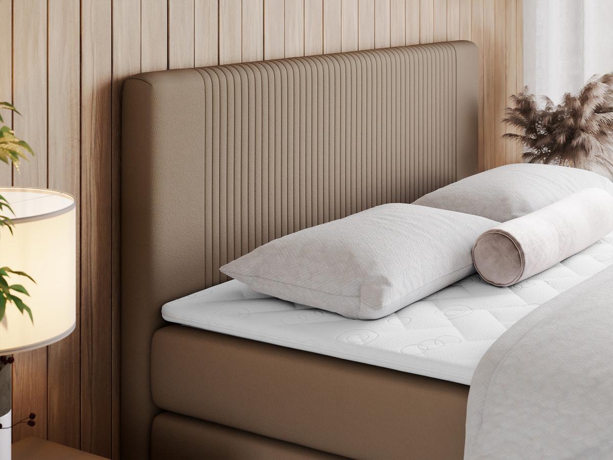 BOXSPRINGBETT KING DOREN 200/200 Braun Kunstleder - H3 - Braun, Holz/Textil (200/200cm) - MKS