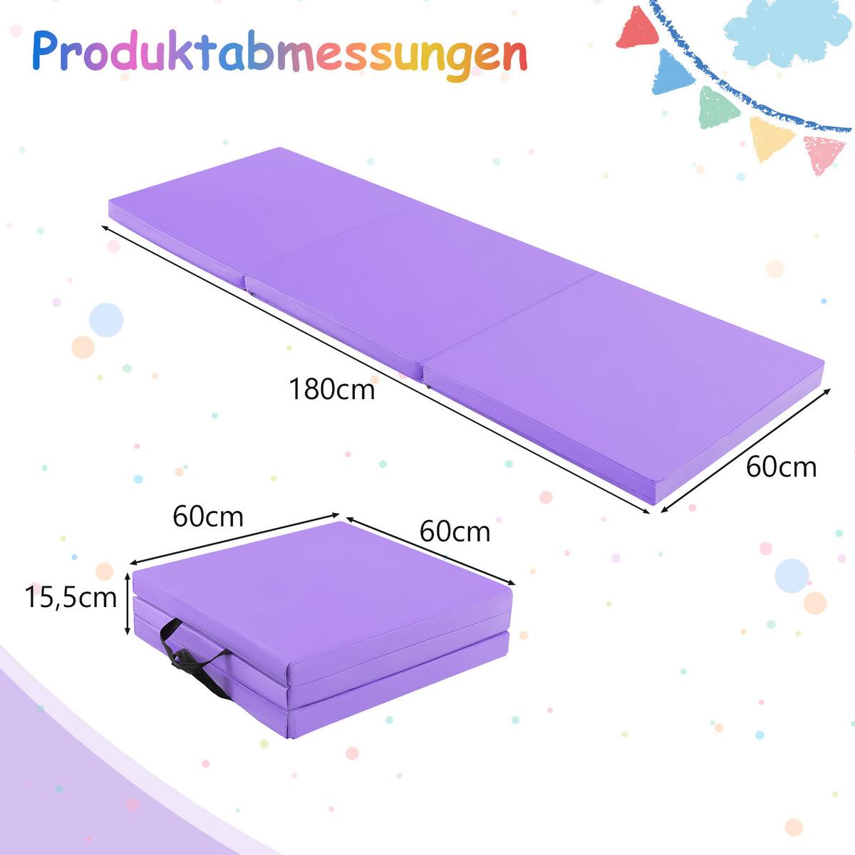 ÜBUNGSMATTE Violett - Lila, Leder (180/60cm) - COSTWAY