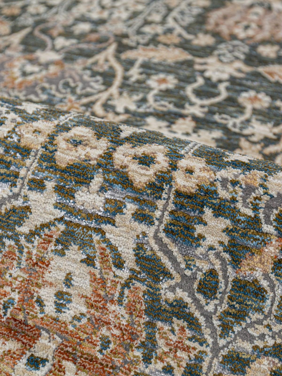 TEPPICH Struktur TRURO, in Erdtöne-Grün, Blumenmuster, 160 x 230 cm - Grün, Textil (160/230cm) - KADIMA DESIGN