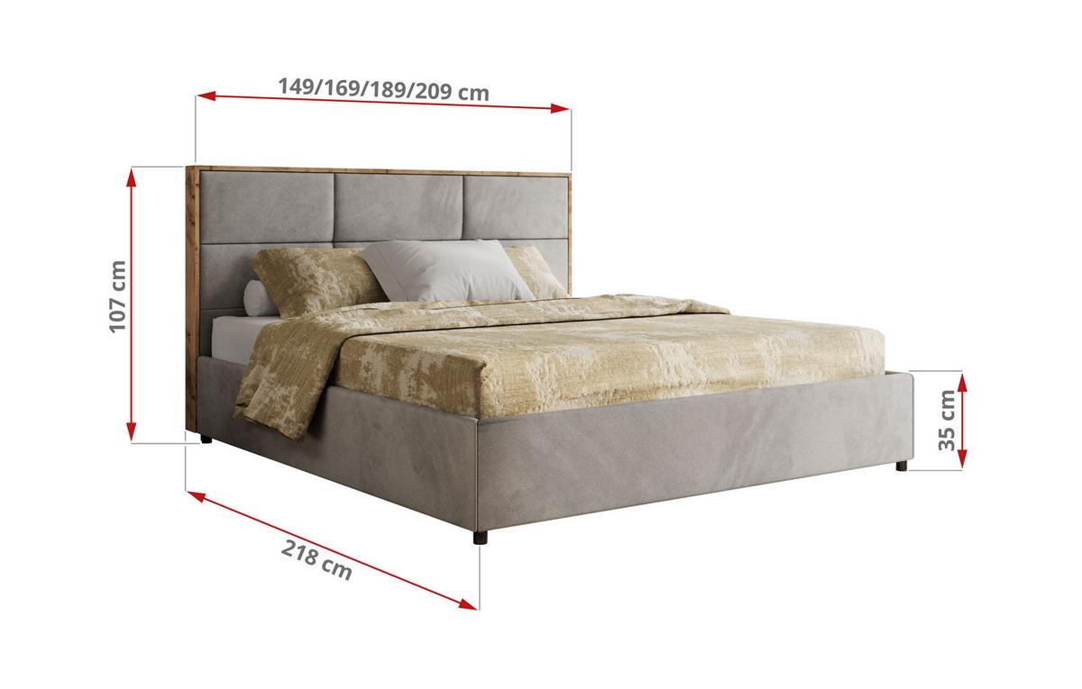 POLSTERBETT LERIO CLASSIC 140/200 - Hellgrau Velvet - Multipocket-Matratze - Hellgrau, Textil (140/200cm) - MKS