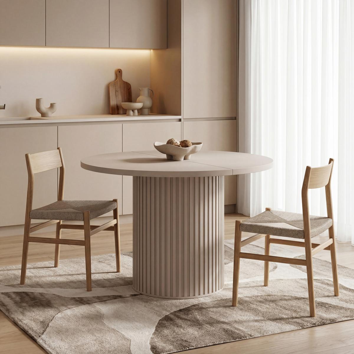 ESSTISCH Norin rund ausziehbar verlängerbar, Beige 100-188/100/75 cm - Sandfarben/Beige, Holzwerkstoff (100/188/75cm) - WFL GROUP