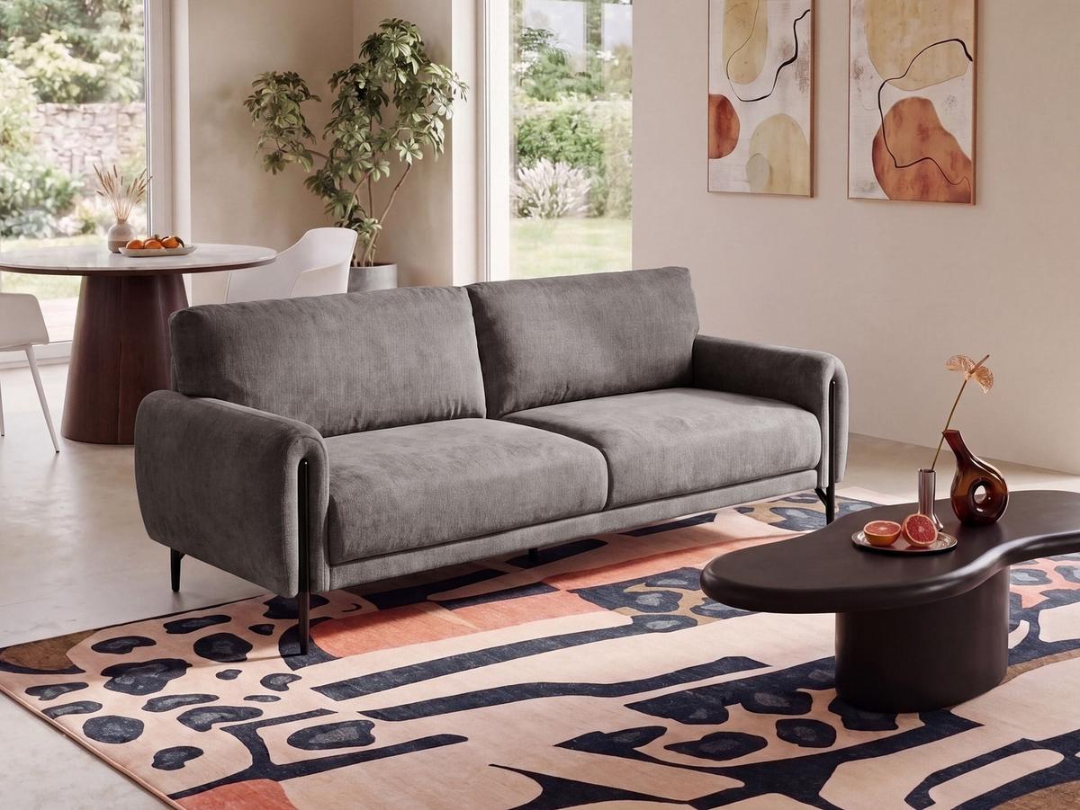 3-SITZER-SOFA Chenillegewebe Taupe Skaro - Taupe, Textil (214/87/89cm) - Beliani