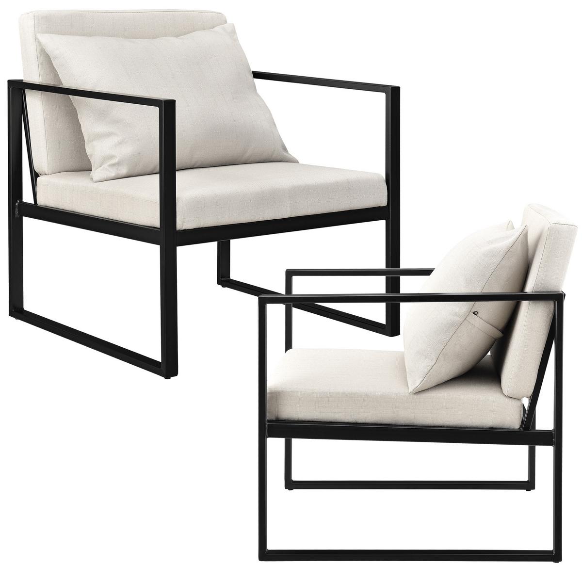 SESSEL-SET 2 TLG. Ragusa - Sandfarben, Textil/Metall (60/70/60cm) - [en.casa]