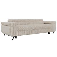 3-SITZER SOFA PETER mit Schlaffunktion - Beige Cord - Beige/Creme, Textil/Metall (262/76/99cm) - MKS