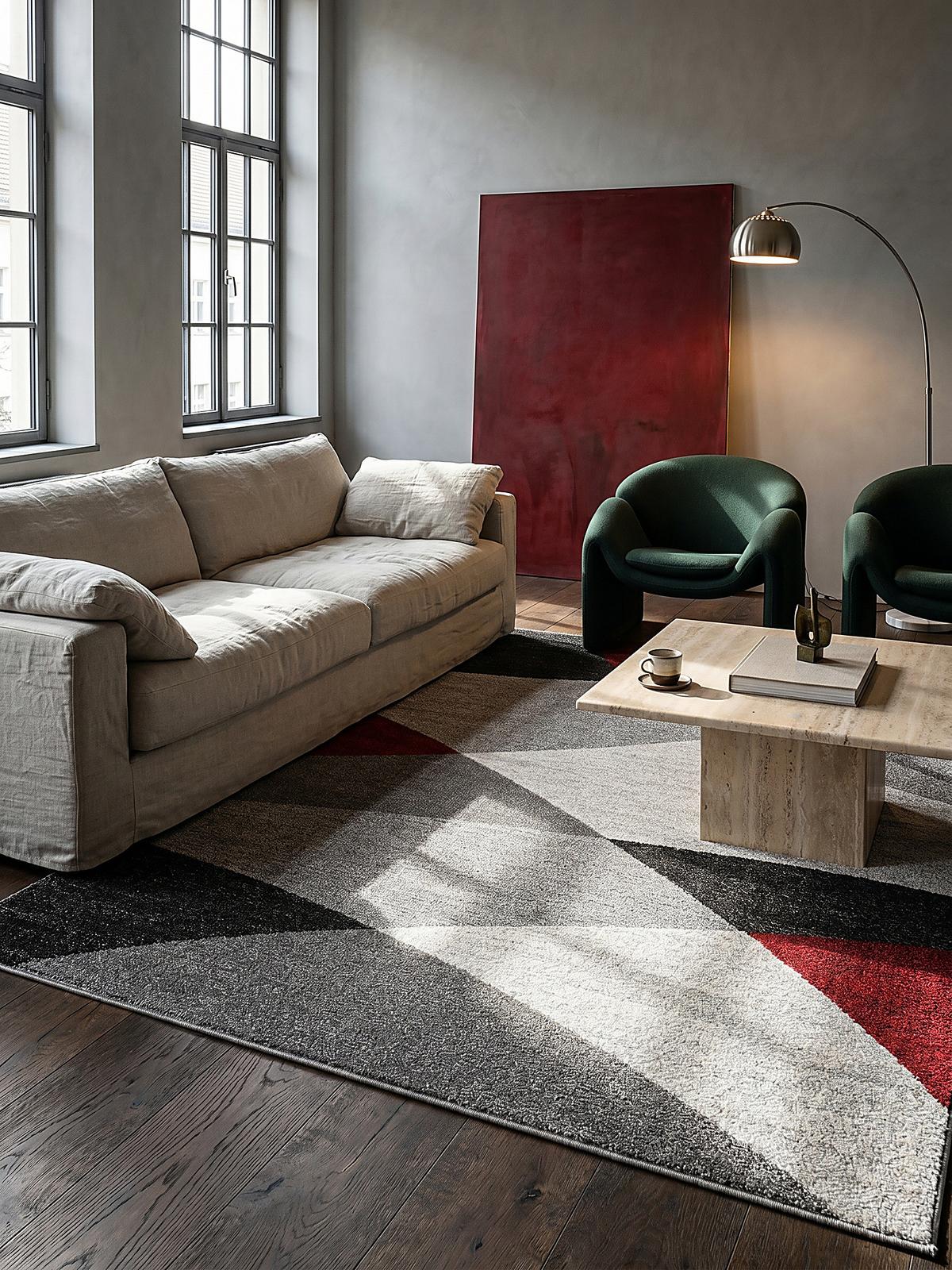 TEPPICH Niederflor Abstrakt THUR Polypropylen Grau 80 x 140 cm - Grau, Textil (200/280cm) - KADIMA DESIGN